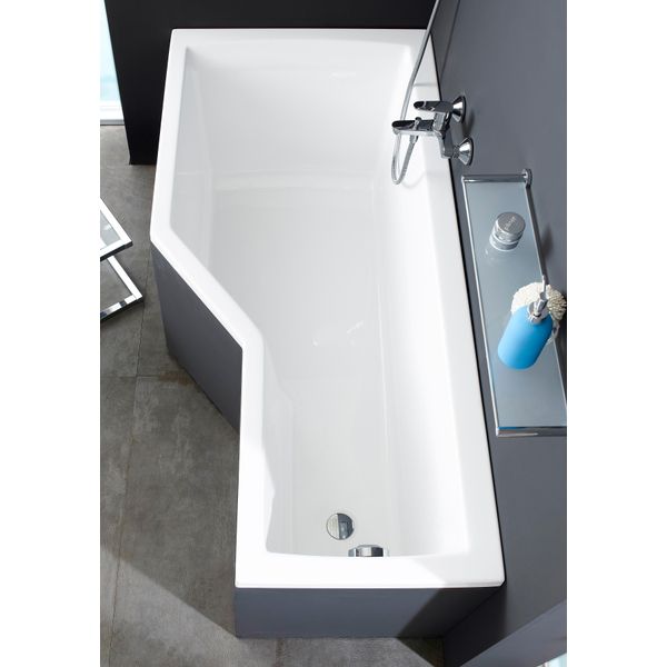 Badewanne Ottofond "Cello", Weiß, B:80Cm H:61Cm L:170Cm T:80Cm, SanitäRacryl, Badewannen, Mit WannenträGer, Ablaufgarnitur Und 1-Tlg Echtglas Wannenaufsatz-image