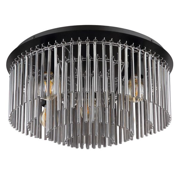 Globo Lighting Deckenleuchte "Gorley", Schwarz (Schwarz Matt), Ø 50Cm H: 25Cm, 1 Stk., Leuchten, Design GlasstäBe, Deckenlampe, Wohnzimmer, Esszimmer, Deckenleuchte-image