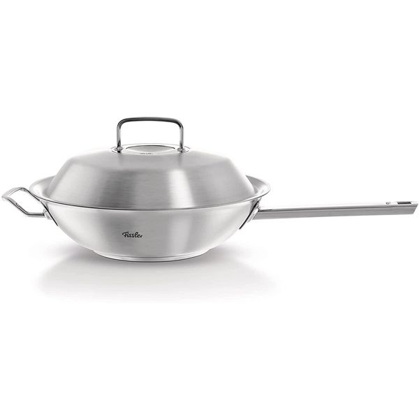 Wok Fissler "ORIGINAL-PROFI Collection Wok Mit Deckel", Silber (Silberfarben), Ø:30Cm, Pfannen, Wok, Mit Breitem SchüTtrand, Kaltmetallgriffen. Made In Germany-image