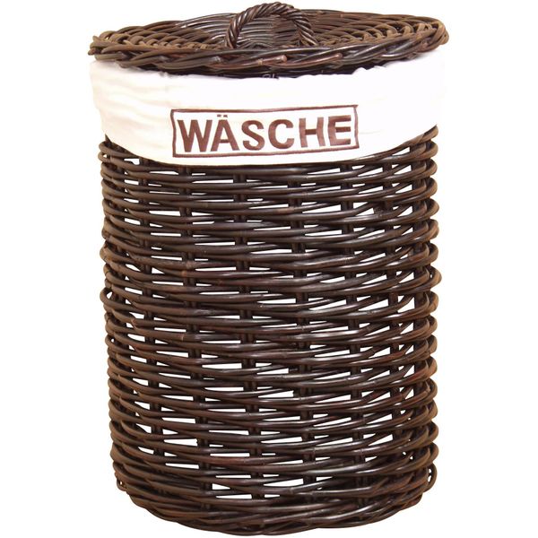 WäSchekorb my Home, Braun, B:46Cm H:65Cm T:46Cm Ø:46Cm, Geflecht Rattan, WäSchesammler, WäSchekorb, Rattangeflecht, HöHe 65 Cm-image