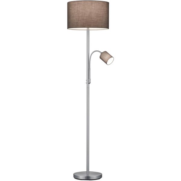 Trio Leuchten Stehlampe "Hotel", Grau (Nickelfarben, Grau), 2, Ø 40Cm H: 170Cm, Leuchten, Mit Flexibel Einstellbarer Leseleuchte, Getrennt Schaltbar, Stehlampe-image