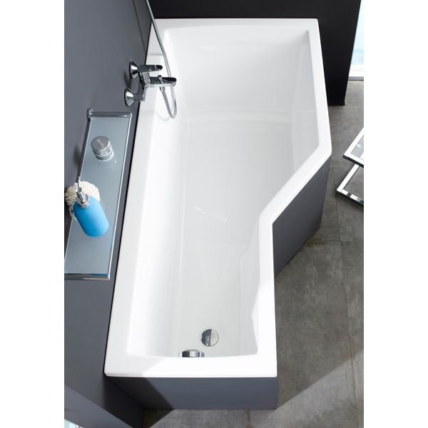 Badewanne Ottofond "Cello", Weiß, B:80Cm H:61Cm L:170Cm T:80Cm, SanitäRacryl, Badewannen, Mit WannenträGer, Ablaufgarnitur Und 1-Tlg Echtglas Wannenaufsatz-image