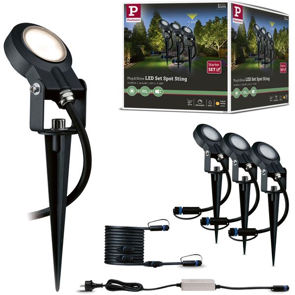 LED Gartenstrahler Paulmann "Plug & Shine", Grau (Anthrazit), H:29Cm Ø:5Cm, Leuchten, LED Gartenstrahler, Led-Modul, IP67, 3000K-image