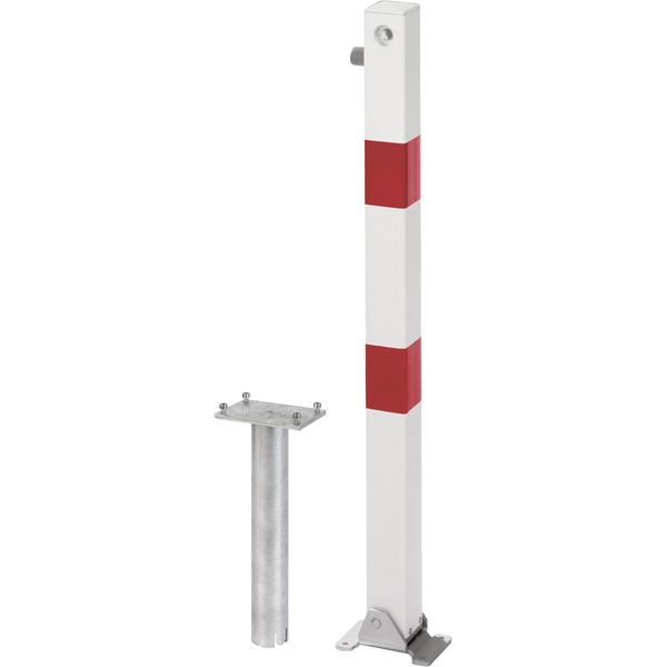 Absperrpfosten Alberts "Klappy-Bo, Eckig, Umlegbar", Weiß, B:16Cm L:140Cm, Stahl, SicherheitsschlöSser, Feuerverzinkt, Zum Einbetonieren, Profilzylinderschloss-image