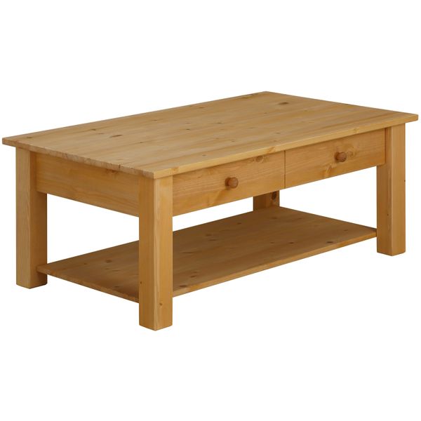 Couchtisch Otto Home "Chicago", Beige (Natur Gebeizt, Gewachst), B:100Cm H:40Cm T:60Cm, Tische, Couchtisch, In Zwei GrößEn, Landhausstil, ZusäTzlicher Stauraum-image