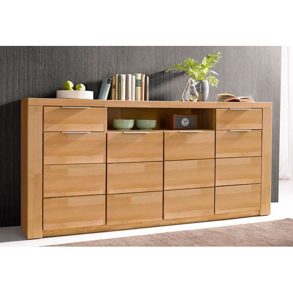 Sideboard Otto Home "Zara", Beige (Kernbuche Teilmassiv), B:200Cm H:95Cm T:40Cm, Holz Teilmassiv, Sideboards, Sideboard, Breite 200 Cm-image
