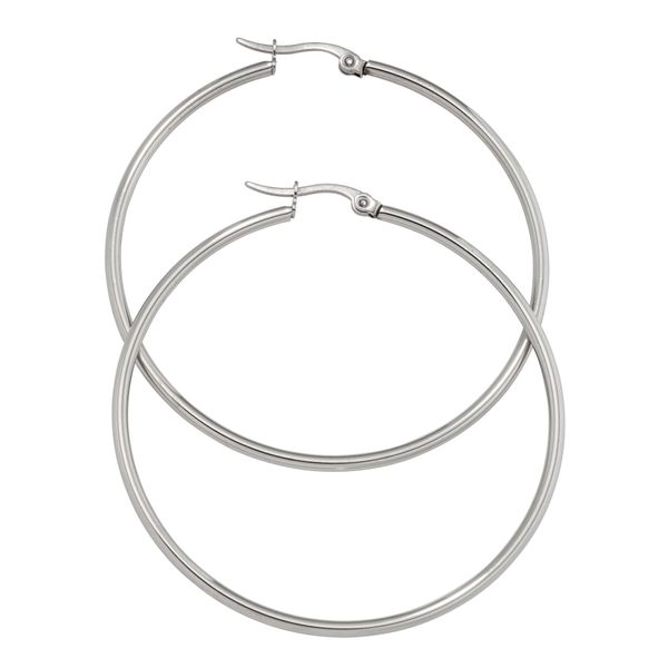 Paar Creolen Jobo "Ohrringe Rund", Silber (Edelstahlfarben), Ohrringe, Damen, 54,2Mm, Edelstahl, Edelstahl-image