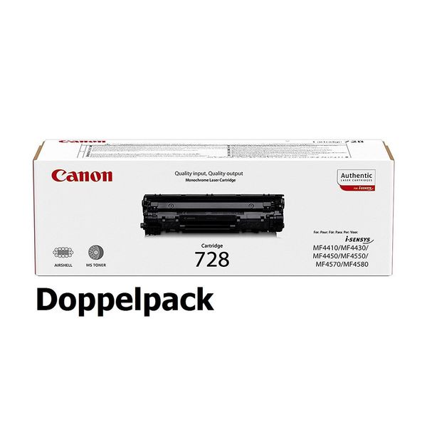 Canon Original Toner 728 Doppelpack Schwarz 2X 2.100 Seiten (3500B002)-image