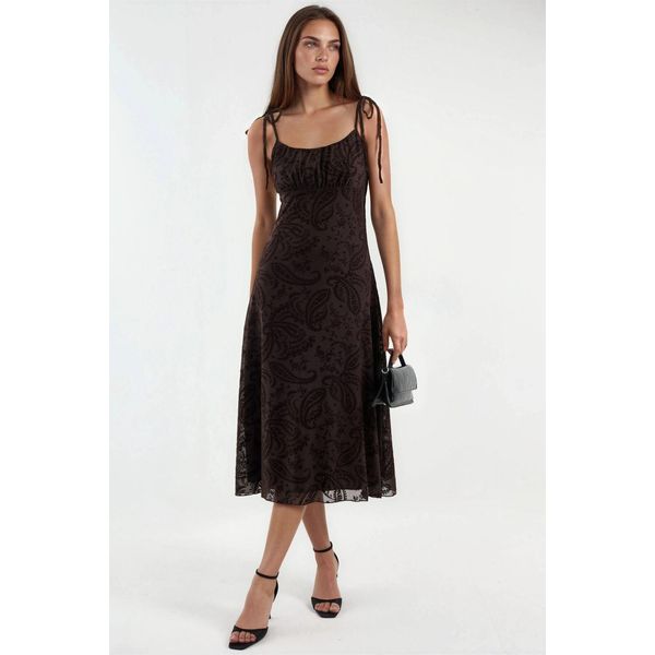 Blumiges A-Linien TüLl-Midikleid-image