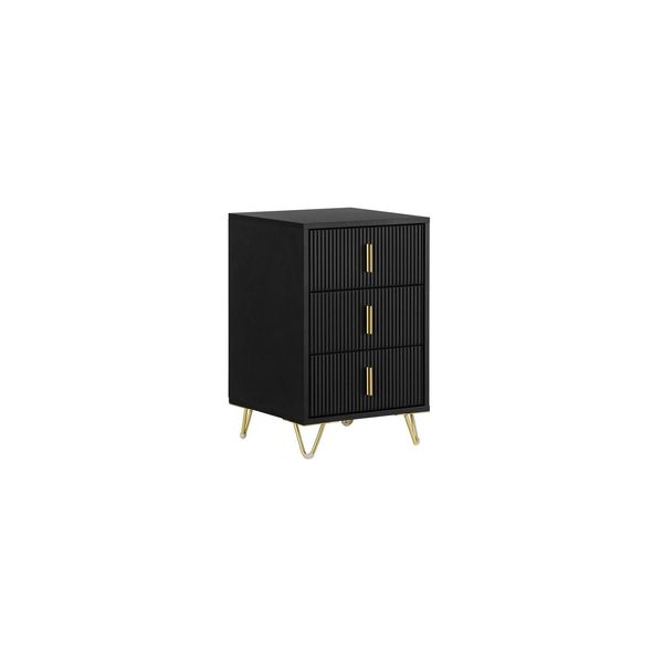 sobuy Nachttisch Mit 3 Schubladen Schwarz 40X40X63Cm Modern-image