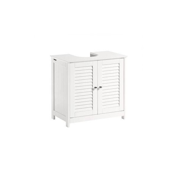 sobuy Waschbeckenunterschrank Mit 2 TüRen Weiß 60X35X58Cm Rustikal-image