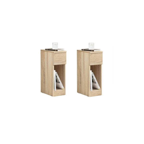 sobuy Nachttisch-Set 2Er Mit 1 Schublade Holzfarbe 20X35X60Cm Modern-image