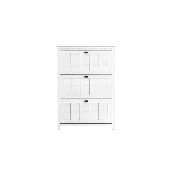 sobuy Schuhschrank Mit 3 TüRen Weiß 80X30X111Cm Modern-image