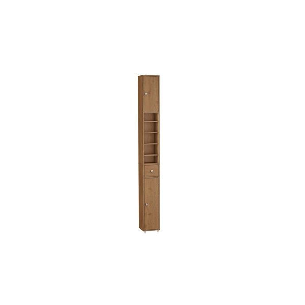 sobuy Badezimmer-Hochschrank Mit 1 Schublade Dunkelbraun 20X20X180Cm Funktional-image