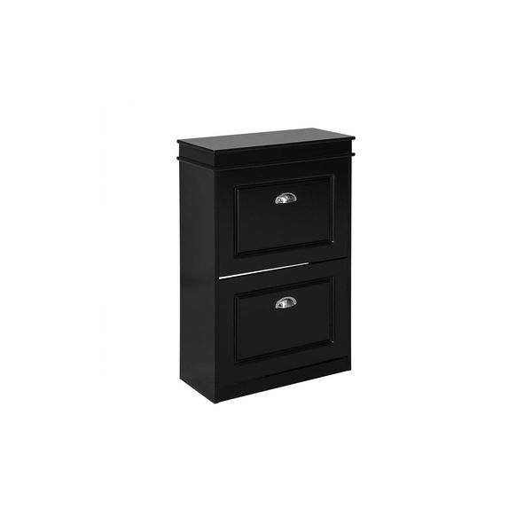 sobuy Schuhschrank Mit 2 TüRen Schwarz 53,5X24X82,5Cm Modern-image