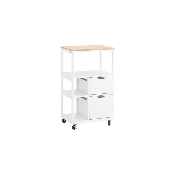 sobuy KüChenwagen Mit 2 Schubladen Holzfarbe 53X37X89,5Cm Industriell-image