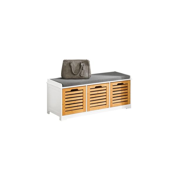 sobuy Schuhbank Mit 3 Schubladen Holzfarbe 105X43X35Cm Klassisch-image
