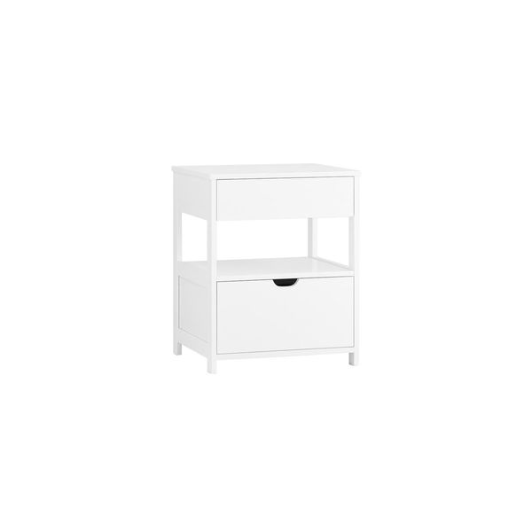 sobuy Nachttisch Mit 2 Schubladen Weiß 45X38X55,6Cm Modern-image