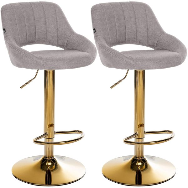 CLP Barhocker 2Er Set HöHenverstellbar Mit Lehne Milet, BarstüHle Gepolstert StoffbezüGe, TresenstüHle Mit Metallgestellen Drehbar,-image