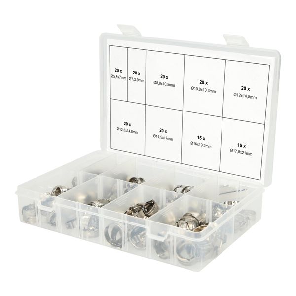 Ks Tools Sortiment Stufenlose 1-Ohr-Schlauchschellen, Ø 5,8-21Mm, 170-Tlg. (970.0830)-image