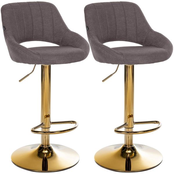 CLP Barhocker 2Er Set HöHenverstellbar Mit Lehne Milet, BarstüHle Gepolstert StoffbezüGe, TresenstüHle Mit Metallgestellen Drehbar,-image