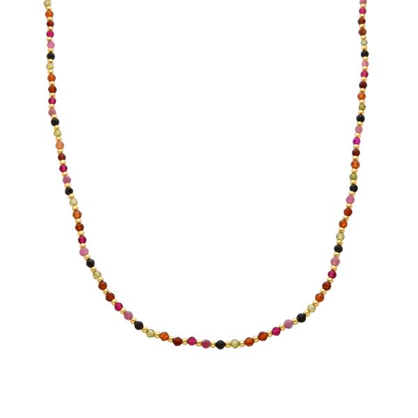 Luxenter Multicolor Kristall-Halskette Aus 18K Gelbgold - Irfoa-image