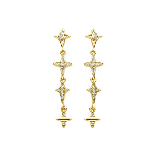 Luxenter Ohrringe Aus 925Er Sterlingsilber Mit Funkelnden Zirkonia-Steinen, 18 Karat Gold-Finish – Holis-image