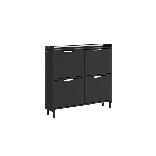 sobuy Schuhschrank 4 TüRen Schwarz 97X46X93Cm Modern-image