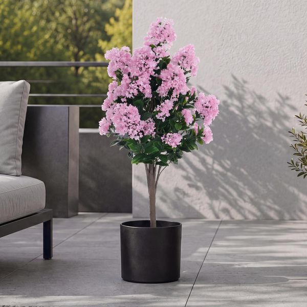 KüNstlicher Flieder MCW-Q87, Kunstflieder Dekopflanze Kunstbaum Kunstpflanze, Outdoor Polyethylen 95X40X40Cm ~ Rosa-image