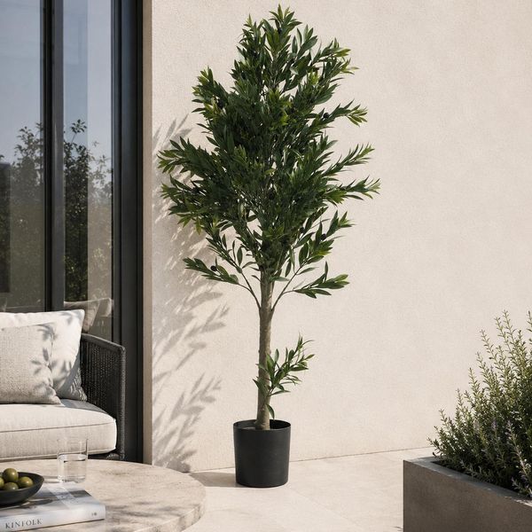 KüNstlicher Olivenbaum MCW-Q88, Dekopflanze Kunstbaum Kunstpflanze, Outdoor Polyethylen 126X58X58Cm-image