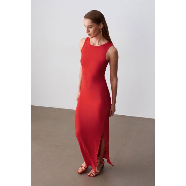 Rippoptik ÄRmelloses Bodycon-Maxikleid-image