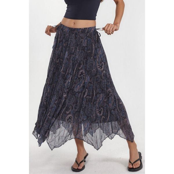 Hochtaillierter Paisley-Midi-Rock-image