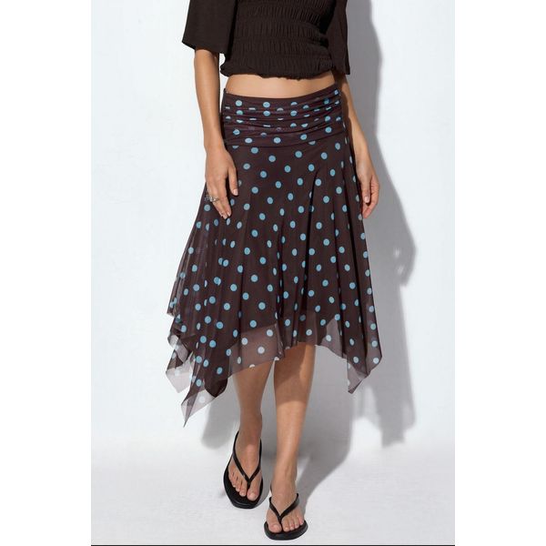 Hochtaillierter Polka-Dot Midi A-Linien-Rock-image
