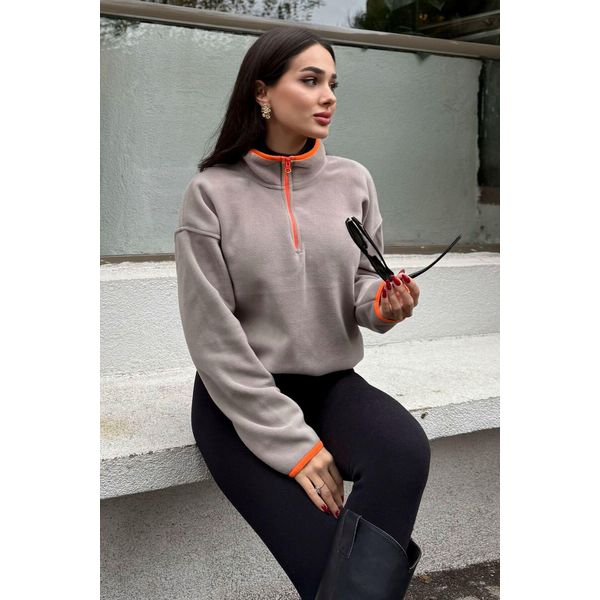 ÜBergroßEr PlüSch-Half-Zip-Sweatshirt-image
