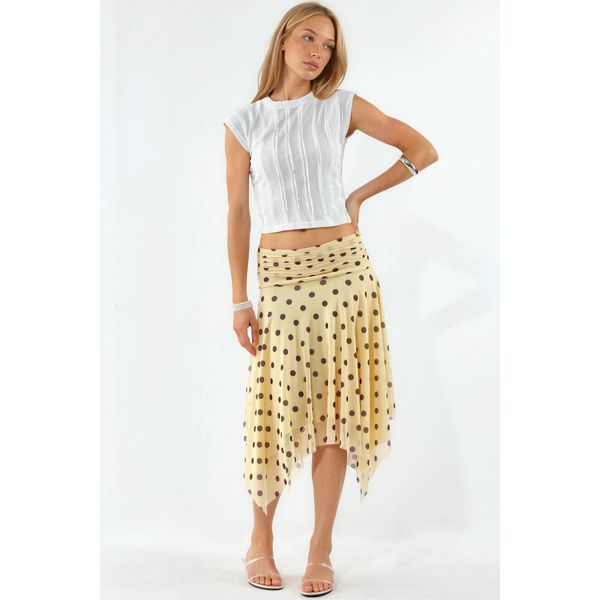 Hochtaillierter Polka-Dot Midi A-Linien-Rock-image