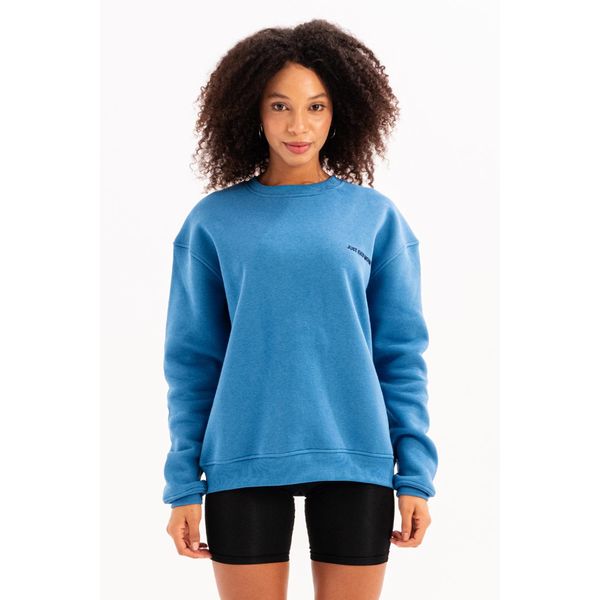 Damen-Sweatshirt Mit Rundhalsausschnitt, Stickerei, GefüTtert Mit Polarfleece, Blau - Rigil-image