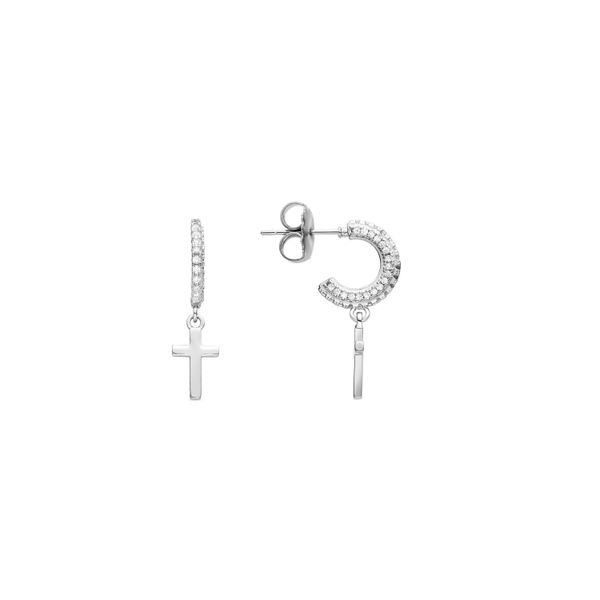 Luxenter Rhodinierte Brillant-Zirkonia-Ohrringe - Kreuz-image
