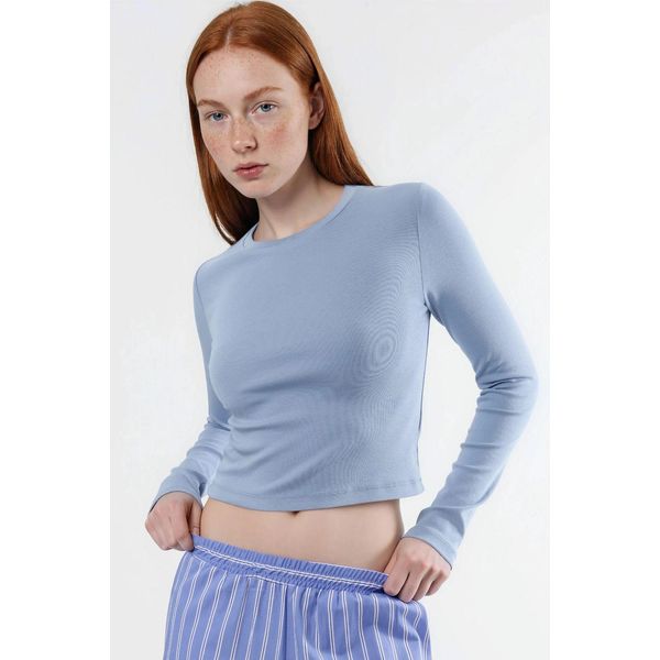 Slim Fit LangäRmliges Cropped Top Mit Rundhalsausschnitt-image
