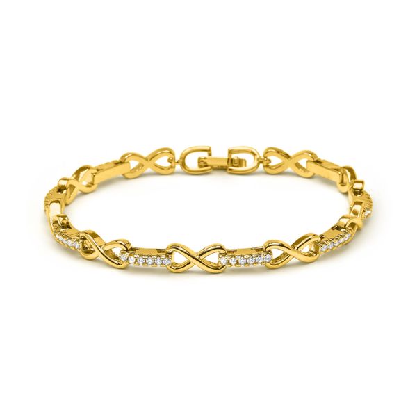 Luxenter Armband Mit Funkelnden Zirkonia-Steinen, 18 Karat Gelbgold-Finish – Raak-image