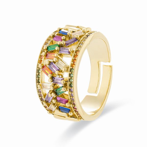 Luxenter Ring Mit Multicolour Zirkonia Aus 18K Gelbgold - Fabeu-image
