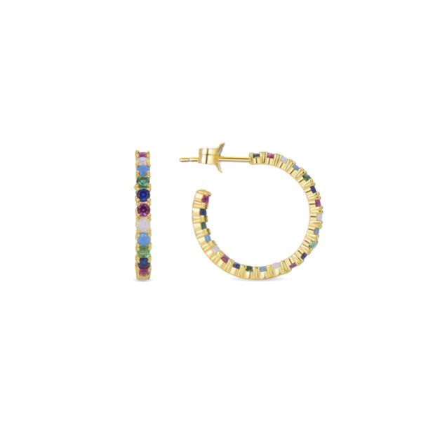 Luxenter Sterling Silber 925 Ohrringe Mit Multicolour Zirkonia In 18K Gelbgold - Azarlo-image