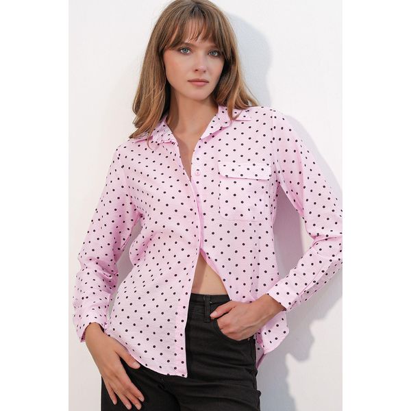 ÜBergroßEs Polka-Dot Gewebtes Shirt-image