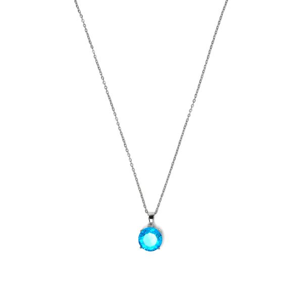 Luxenter-Halskette Mit Blauer Topas-Zirkonia In Silber – Amkru-image