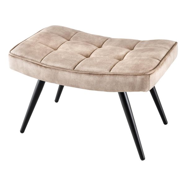 Riess-Ambiente Hocker Scandinavia - Modern Champagner Beige Samt Schwarze Metallbeine FußHocker-image