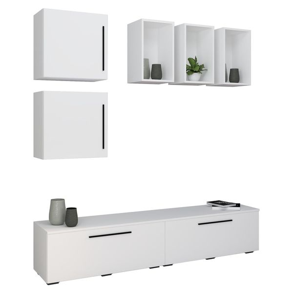Vcm TV MöBel Wohnwand Mit Ausreichend Stauraum Anbauwand MaßE H. 200 X B. 190 X T. 40 Cm Fernseh MöBel – Arila L-image