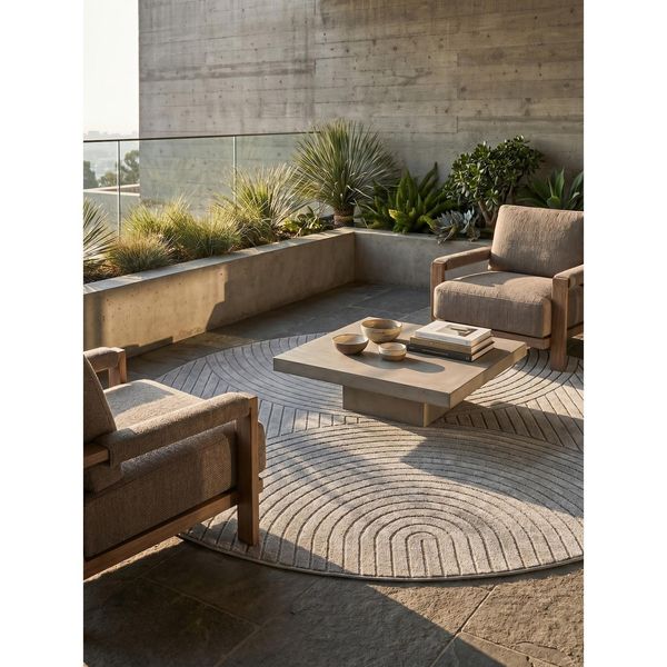 Outdoor-Teppich Skandinavische 3D-BöGen Silber 200X200 Cm Wetterfest-image