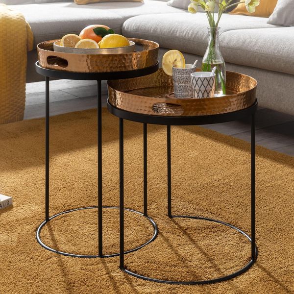 Beistelltisch FineBuy Sofatisch Set Metall Tabletttisch Couchtisch Tisch Rund-image