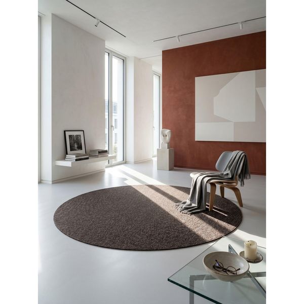 Teppich Kurzflor Ammer In Braun, Einfarbig, Ø 200 Cm-image