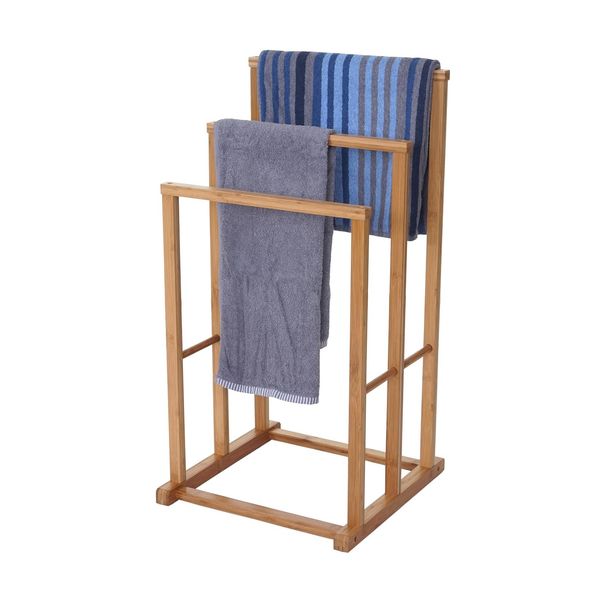 Handtuchhalter MCW-B18, Badezimmer HandtuchstäNder Freistehend, Bambus 82X42X42Cm-image