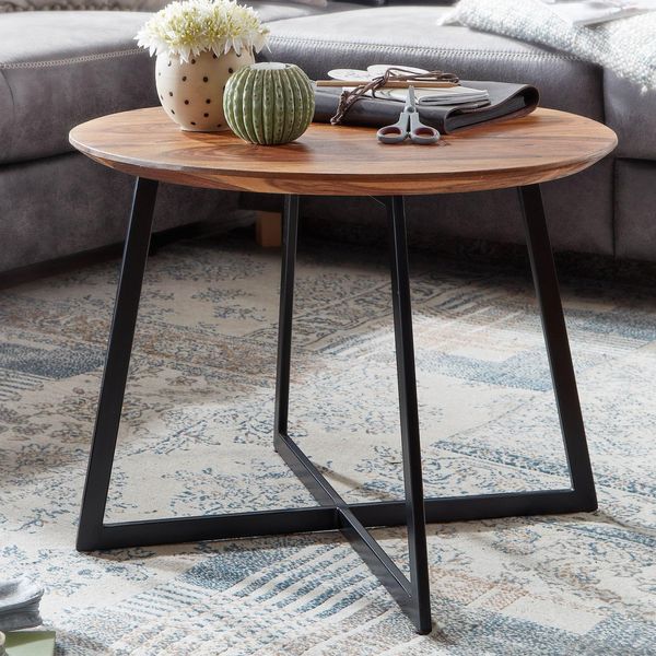 FineBuy Couchtisch Sheesham Massivholz Rund Ø 60 Cm Wohnzimmertisch Holz-image